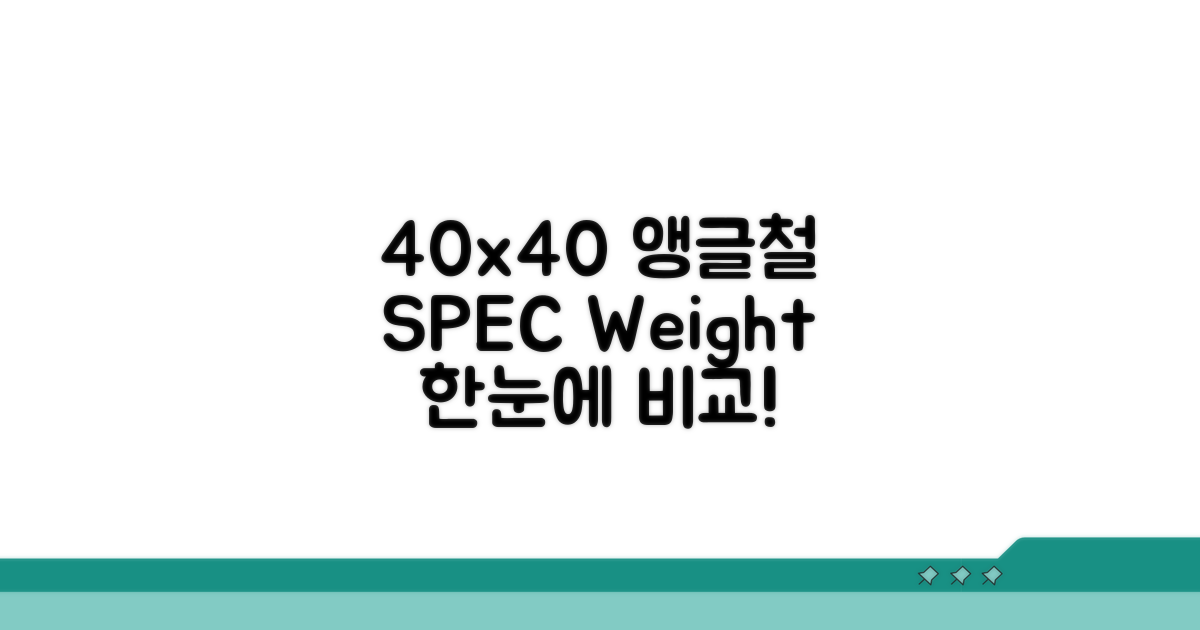 40x40 앵글철 규격과 무게 비교