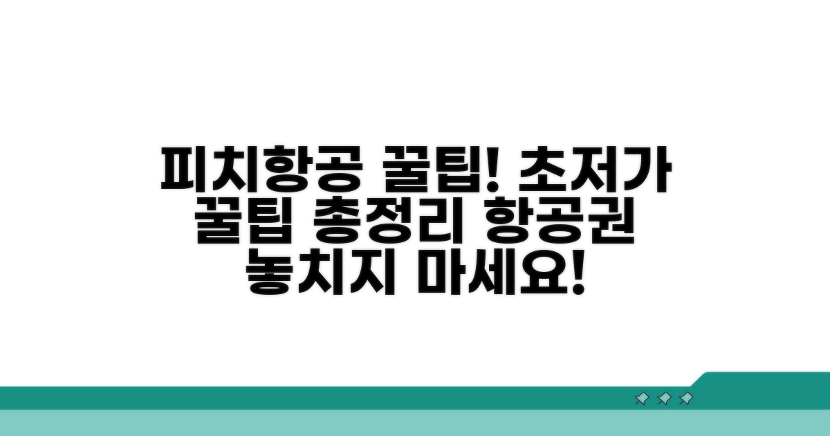 피치항공 이용 꿀팁과 추가 정보
